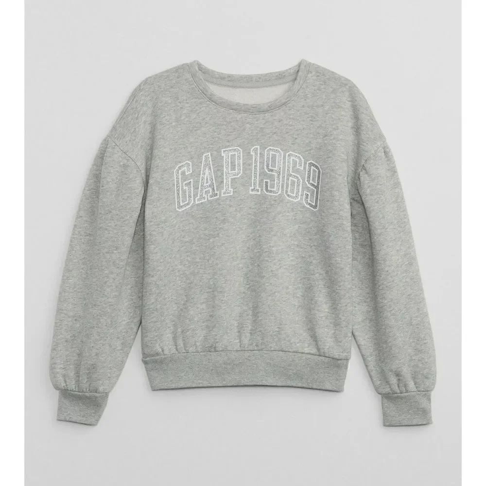 GAP Kids Girls Relaxed Crewneck Sweatshirt GAP 1969 in Grey Silver Size Xl (12)